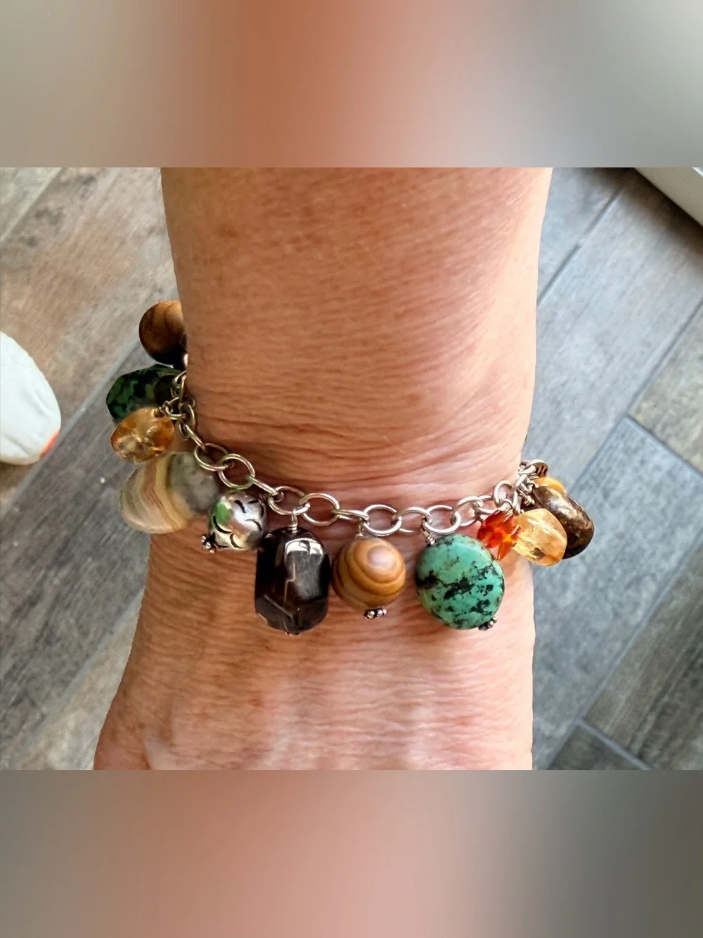 Silpada Cha Cha Multi-Stone Bracelet in Turquoise and Brown, Sterling
